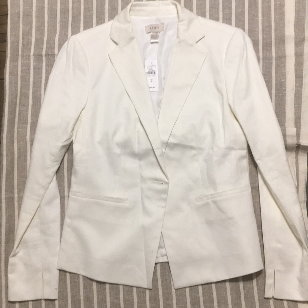 Ann Taylor Loft white linen blazer, NWOT